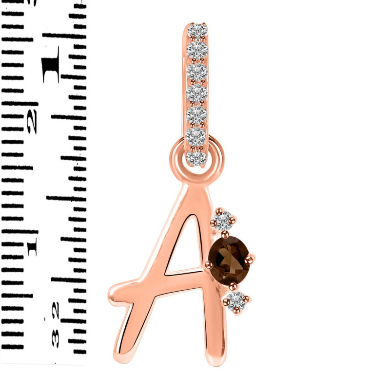 Smoky & White Topaz Alphabet A Pendant SMY-RDA-27.