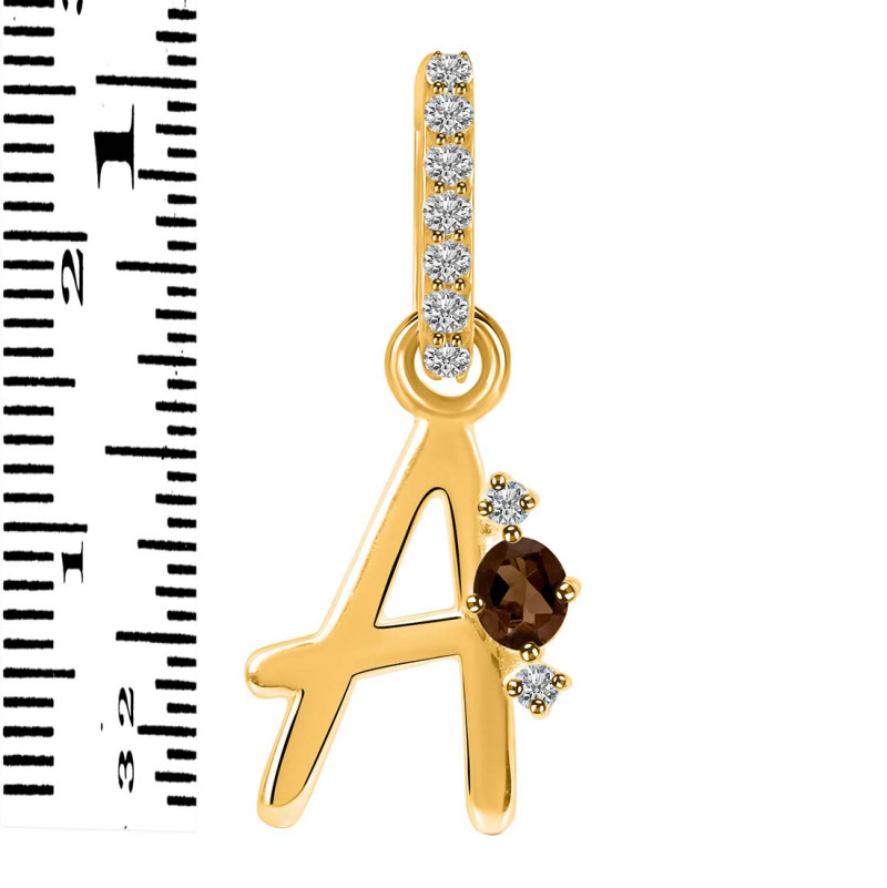 Smoky & White Topaz Alphabet A Pendant SMY-RDA-27.