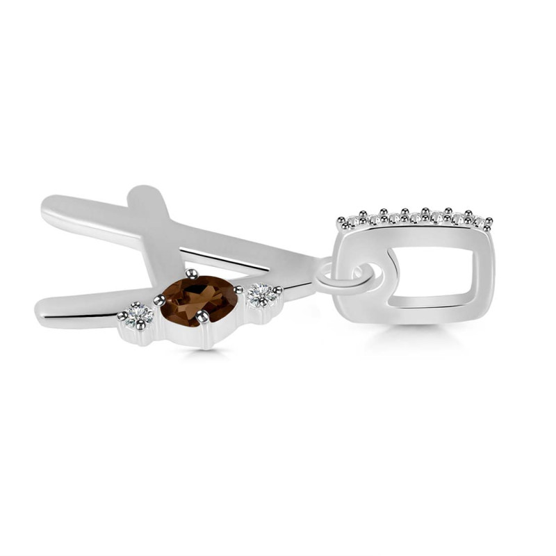 Smoky & White Topaz Alphabet A Pendant