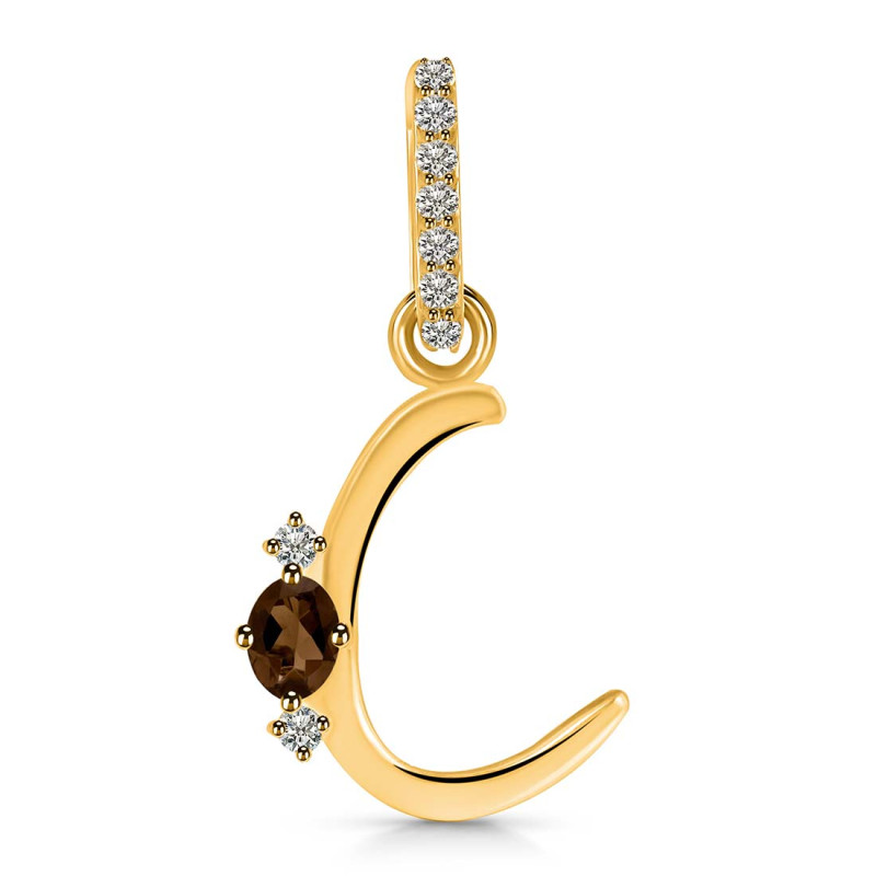 Smoky & White Topaz Alphabet C Pendant SMY-RDA-29.