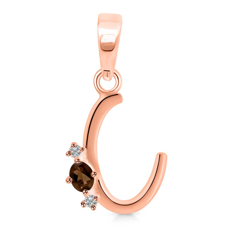 Smoky & White Topaz Alphabet C Pendant SMY-RDA-3.