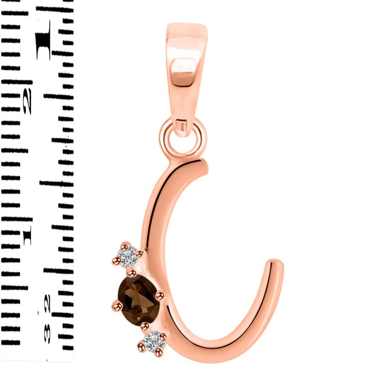 Smoky & White Topaz Alphabet C Pendant SMY-RDA-3.