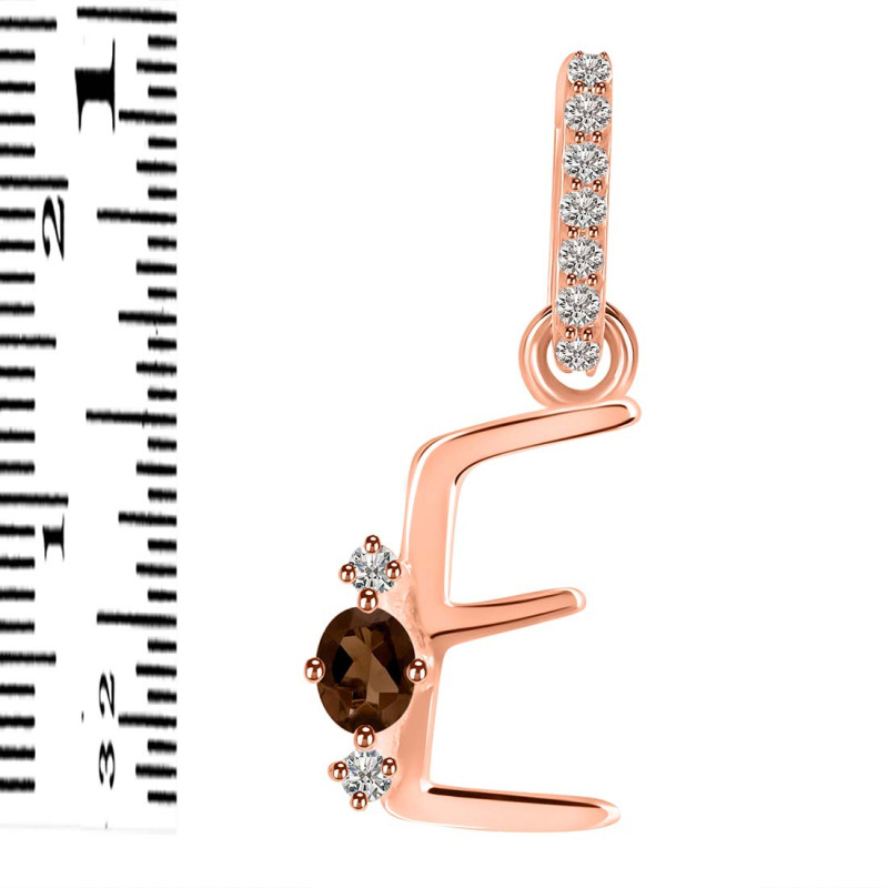 Smoky & White Topaz Alphabet E Pendant SMY-RDA-31.