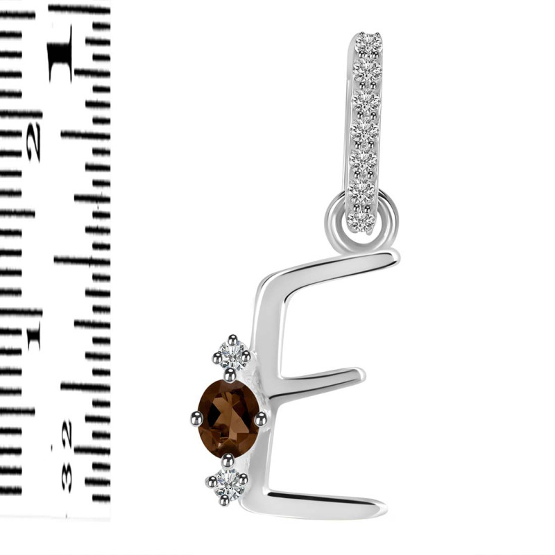 Smoky & White Topaz Alphabet E Pendant SMY-RDA-31.
