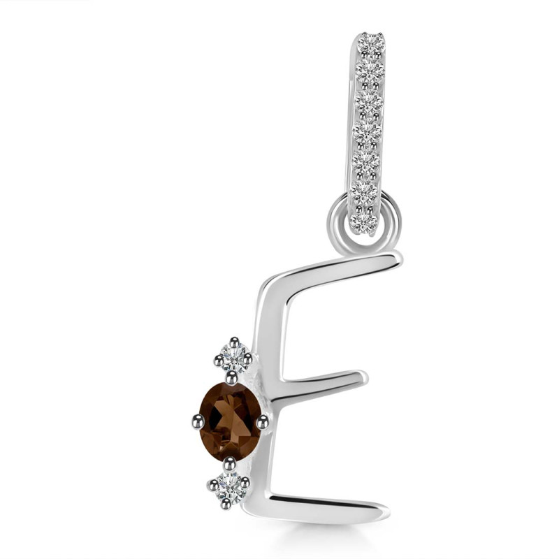 Smoky & White Topaz Alphabet E Pendant SMY-RDA-31.