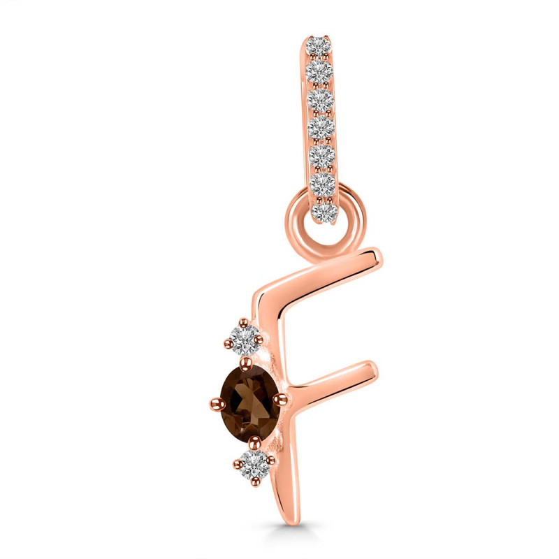 Smoky & White Topaz Alphabet F Pendant SMY-RDA-32.