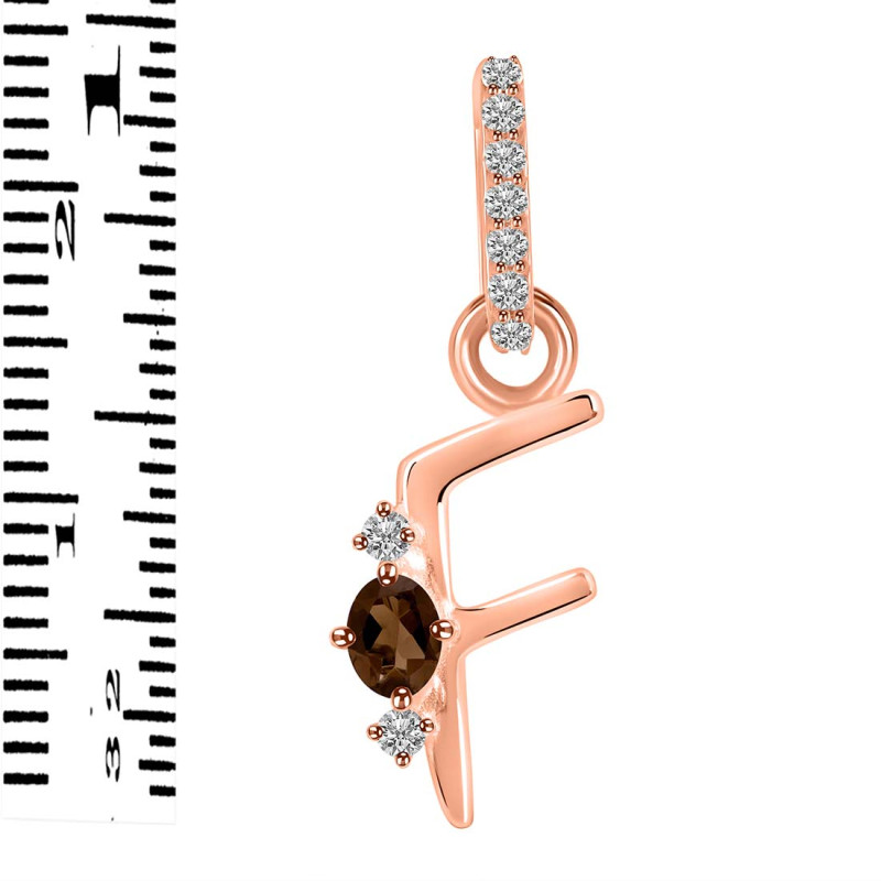 Smoky & White Topaz Alphabet F Pendant SMY-RDA-32.