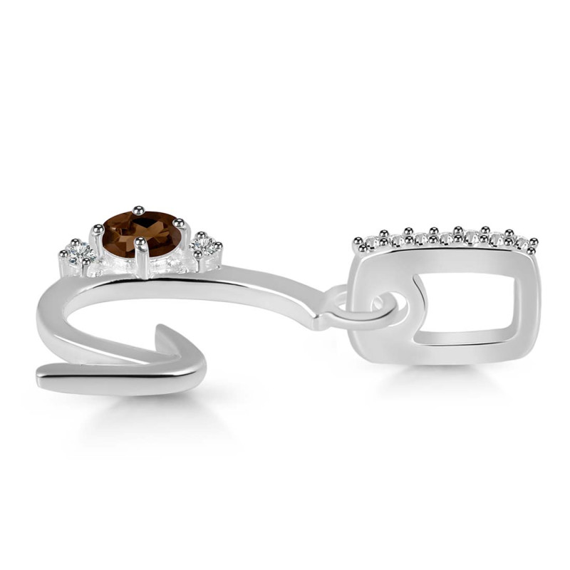 Smoky & White Topaz Alphabet G Pendant