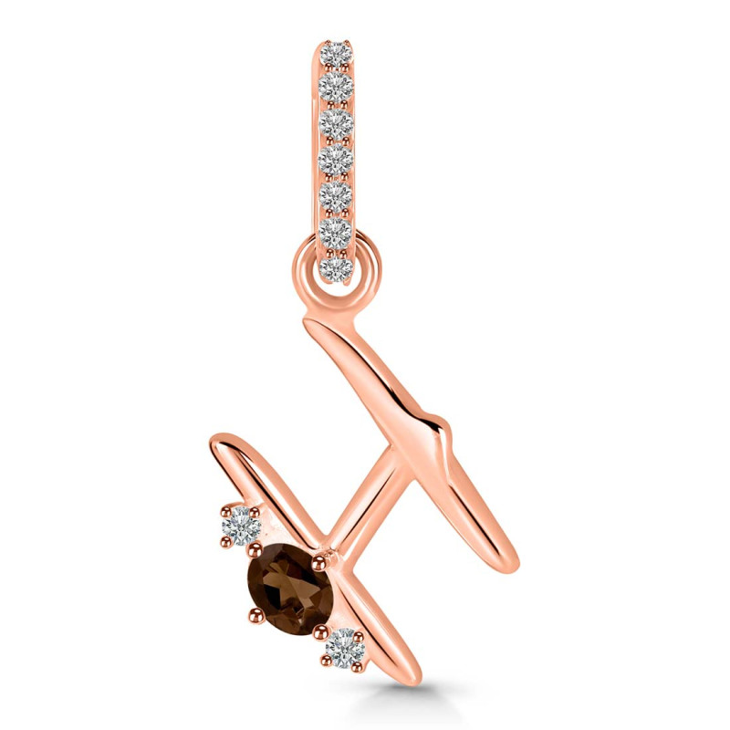 Smoky & White Topaz Alphabet H Pendant SMY-RDA-34.