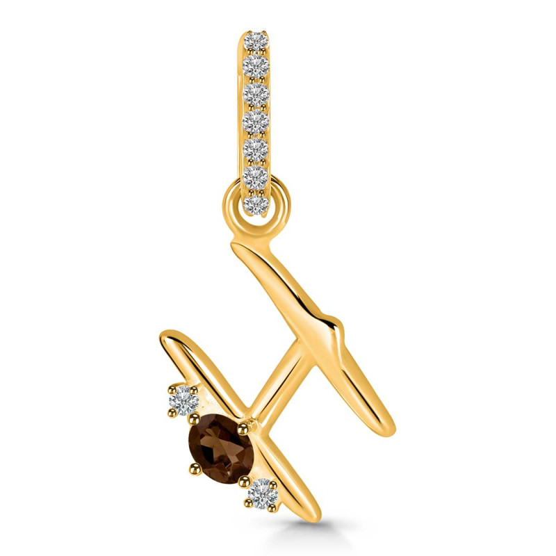 Smoky & White Topaz Alphabet H Pendant SMY-RDA-34.