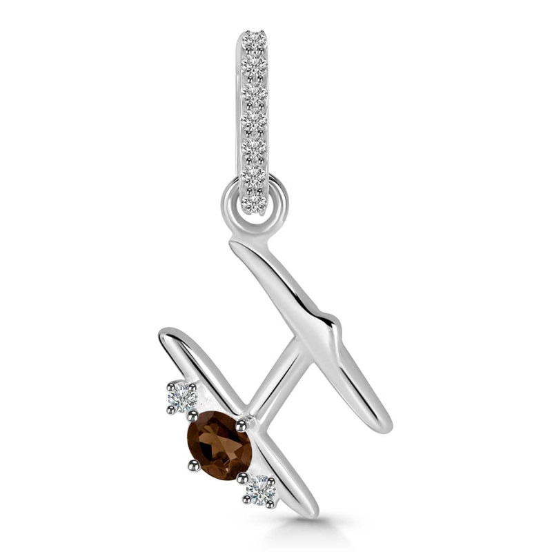 Smoky & White Topaz Alphabet H Pendant SMY-RDA-34.