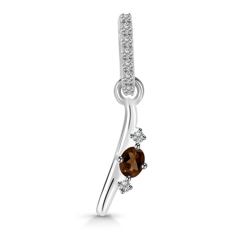 Smoky & White Topaz Alphabet I Pendant SMY-RDA-35.