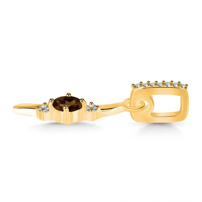 Smoky & White Topaz Alphabet I Pendant SMY-RDA-35.