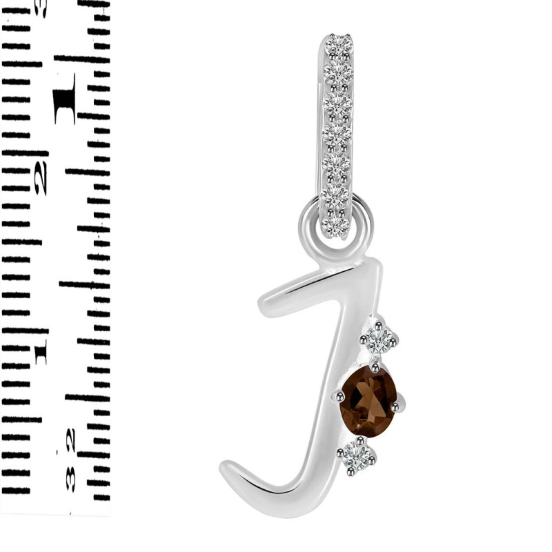 Smoky & White Topaz Alphabet J Pendant SMY-RDA-36.