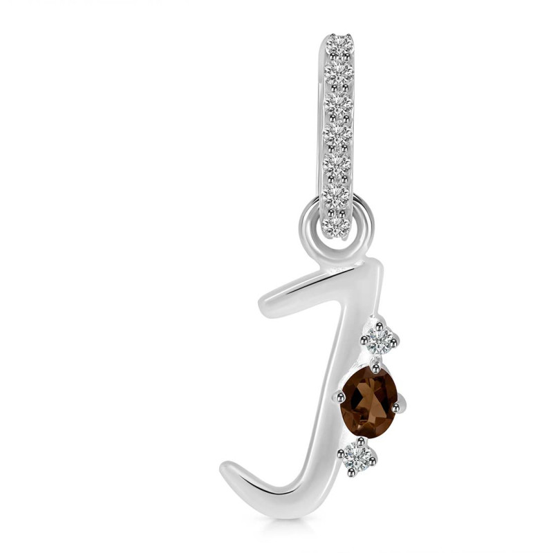 Smoky & White Topaz Alphabet J Pendant SMY-RDA-36.