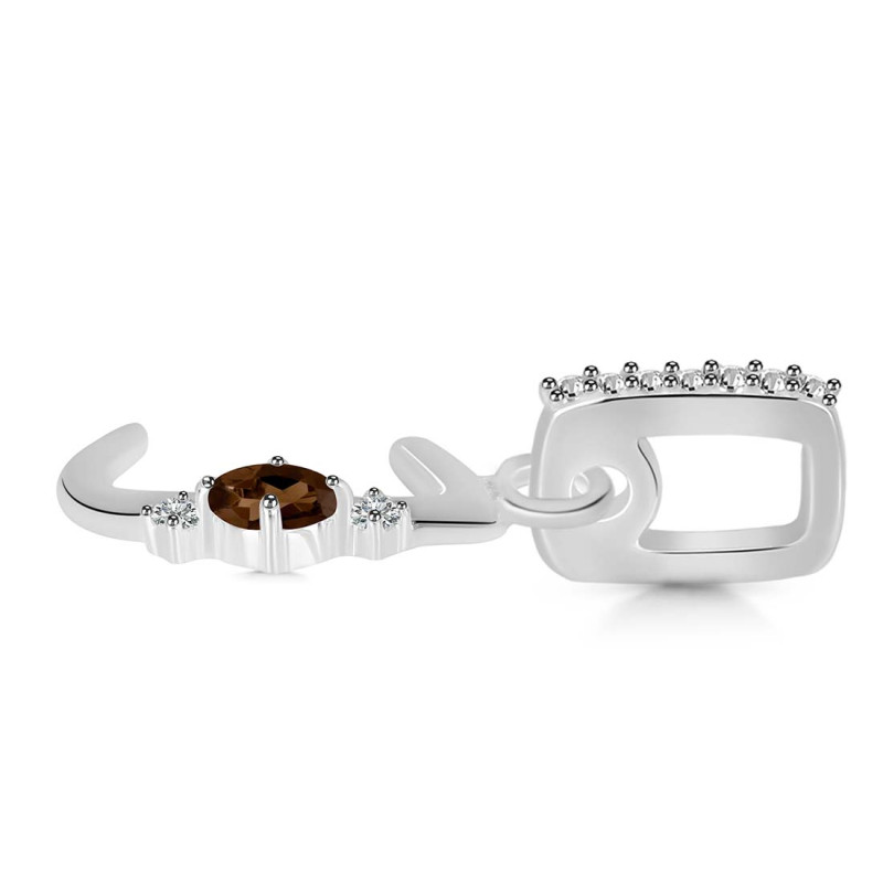 Smoky & White Topaz Alphabet J Pendant