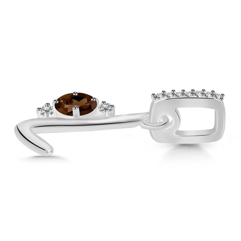 Smoky & White Topaz Alphabet L Pendant