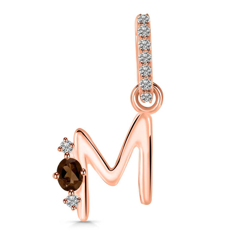 Smoky & White Topaz Alphabet M Pendant SMY-RDA-39.