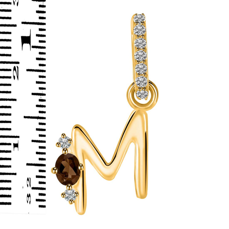 Smoky & White Topaz Alphabet M Pendant SMY-RDA-39.