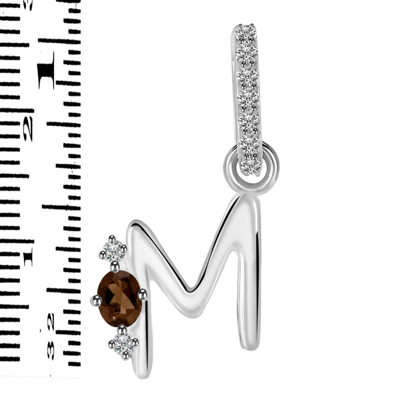Smoky & White Topaz Alphabet M Pendant SMY-RDA-39.