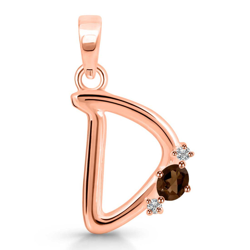 Smoky & White Topaz Alphabet D Pendant SMY-RDA-4.