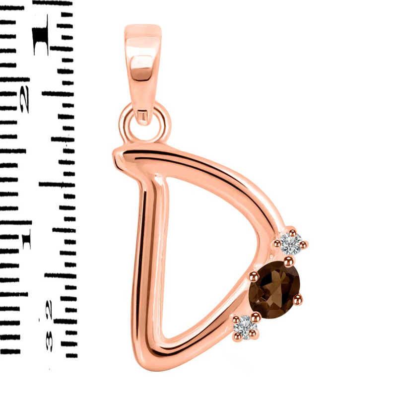 Smoky & White Topaz Alphabet D Pendant SMY-RDA-4.