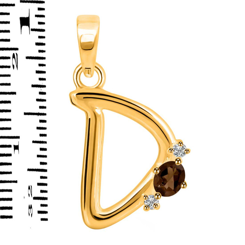 Smoky & White Topaz Alphabet D Pendant SMY-RDA-4.