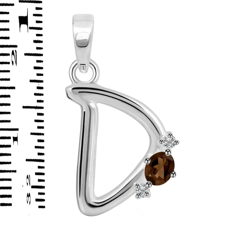 Smoky & White Topaz Alphabet D Pendant SMY-RDA-4.