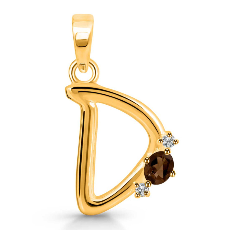 Smoky & White Topaz Alphabet D Pendant SMY-RDA-4.