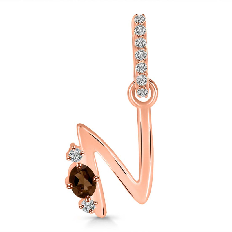Smoky & White Topaz Alphabet N Pendant SMY-RDA-40.