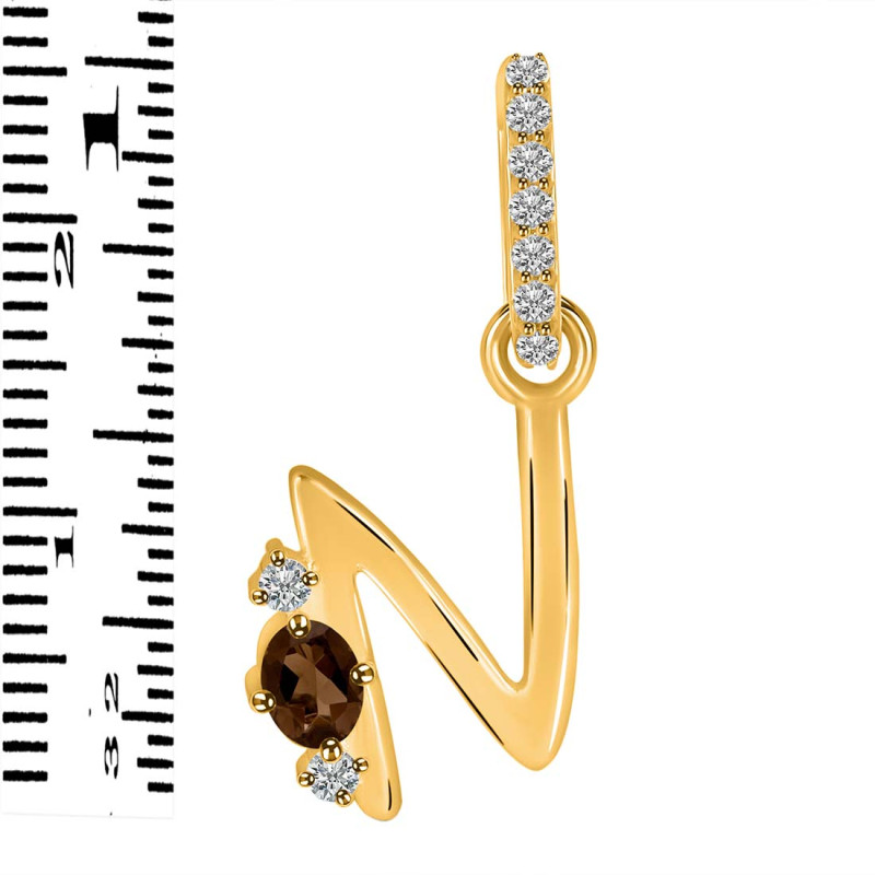 Smoky & White Topaz Alphabet N Pendant SMY-RDA-40.