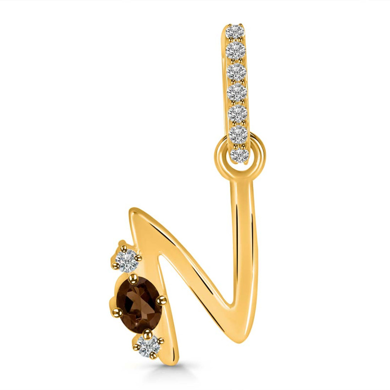 Smoky & White Topaz Alphabet N Pendant SMY-RDA-40.