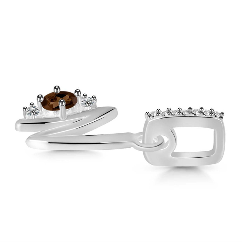 Smoky & White Topaz Alphabet N Pendant