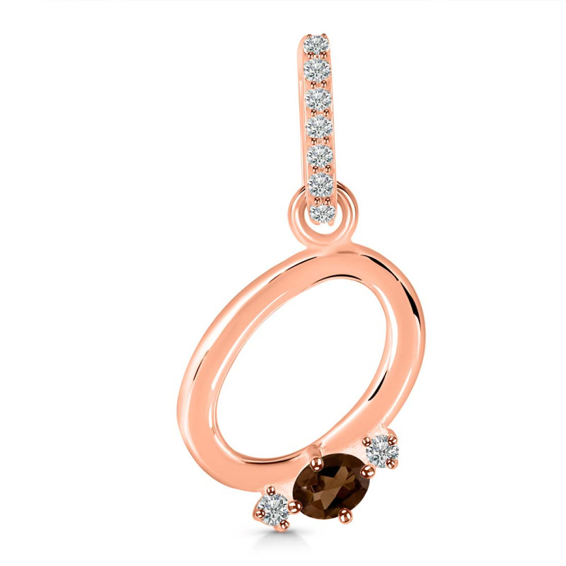 Smoky & White Topaz Alphabet O Pendant SMY-RDA-41.