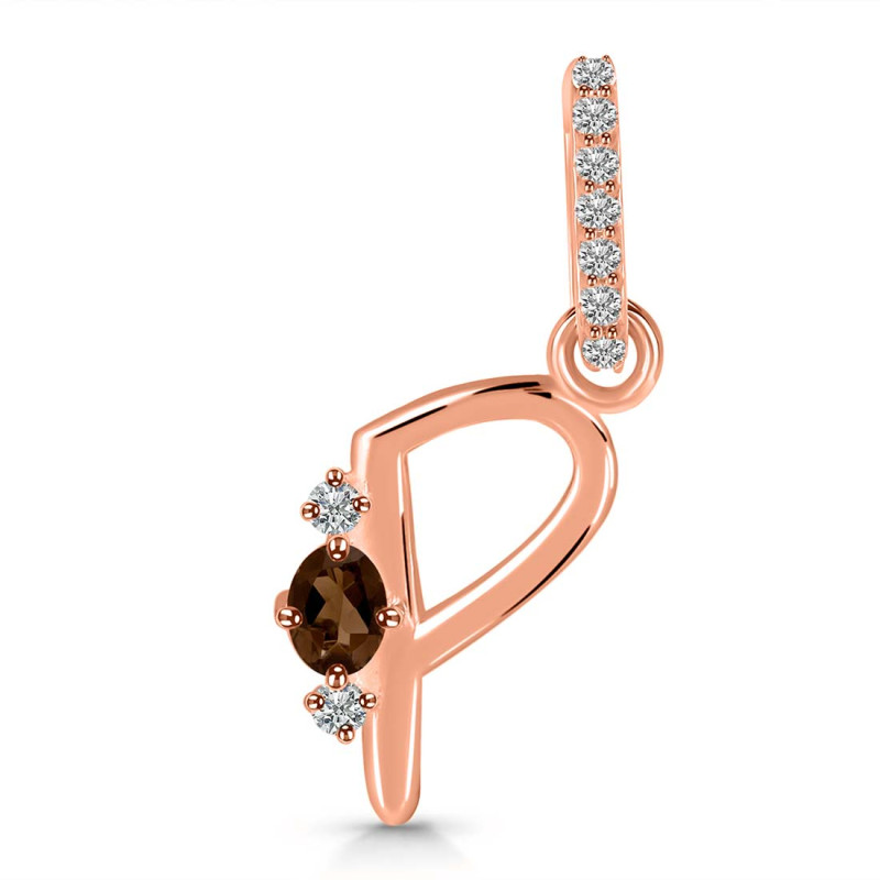 Smoky & White Topaz Alphabet P Pendant SMY-RDA-42.