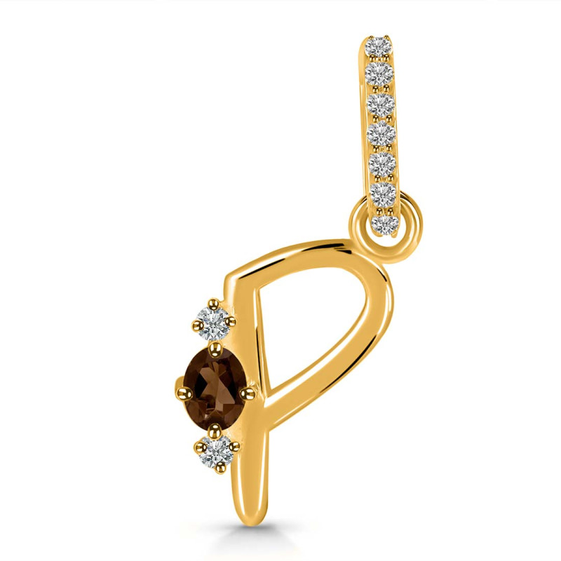 Smoky & White Topaz Alphabet P Pendant SMY-RDA-42.