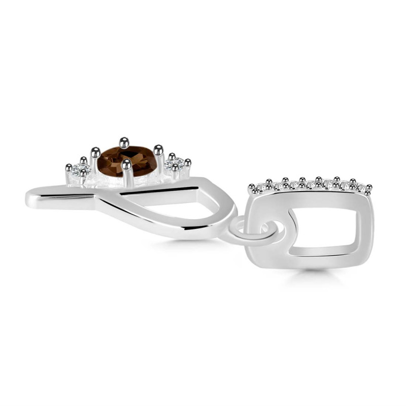 Smoky & White Topaz Alphabet P Pendant
