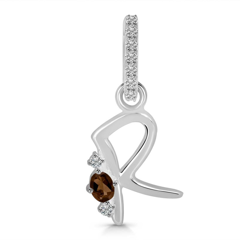 Smoky & White Topaz Alphabet R Pendant SMY-RDA-44.