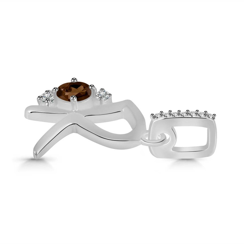 Smoky & White Topaz Alphabet R Pendant