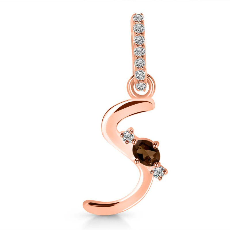 Smoky & White Topaz Alphabet S Pendant SMY-RDA-45.