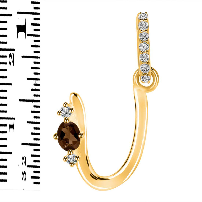 Smoky & White Topaz Alphabet U Pendant SMY-RDA-47.