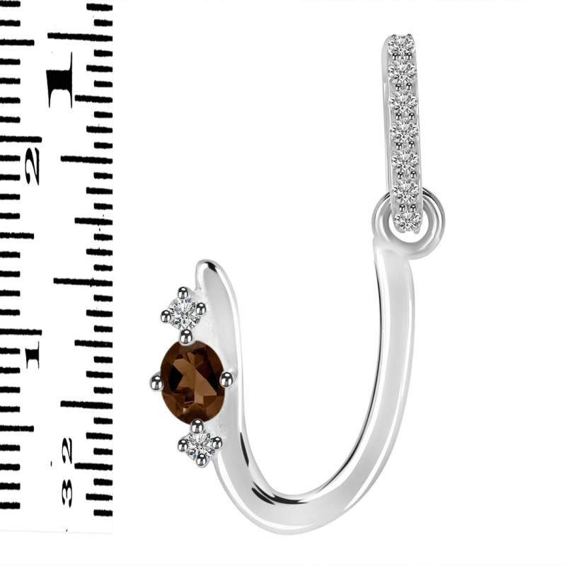 Smoky & White Topaz Alphabet U Pendant SMY-RDA-47.