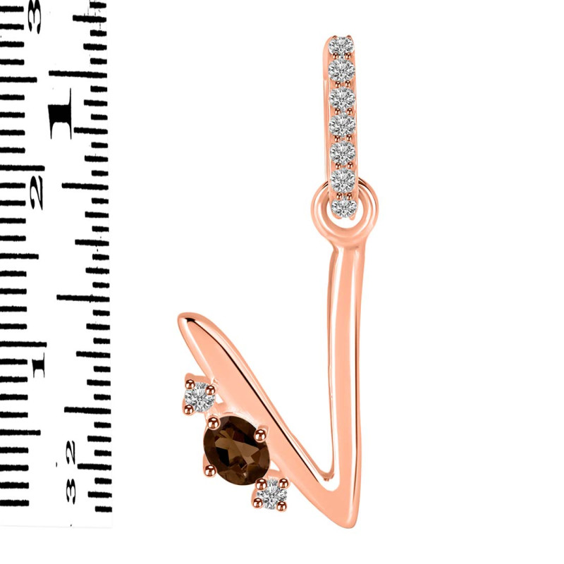 Smoky & White Topaz Alphabet V Pendant SMY-RDA-48.