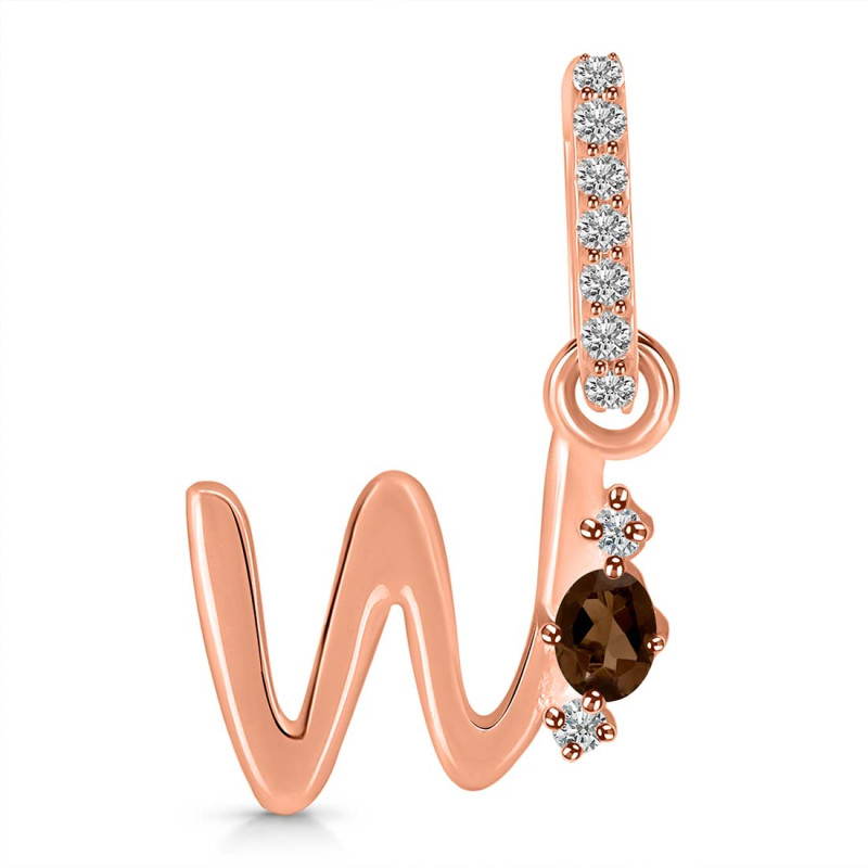 Smoky & White Topaz Alphabet W Pendant SMY-RDA-49.