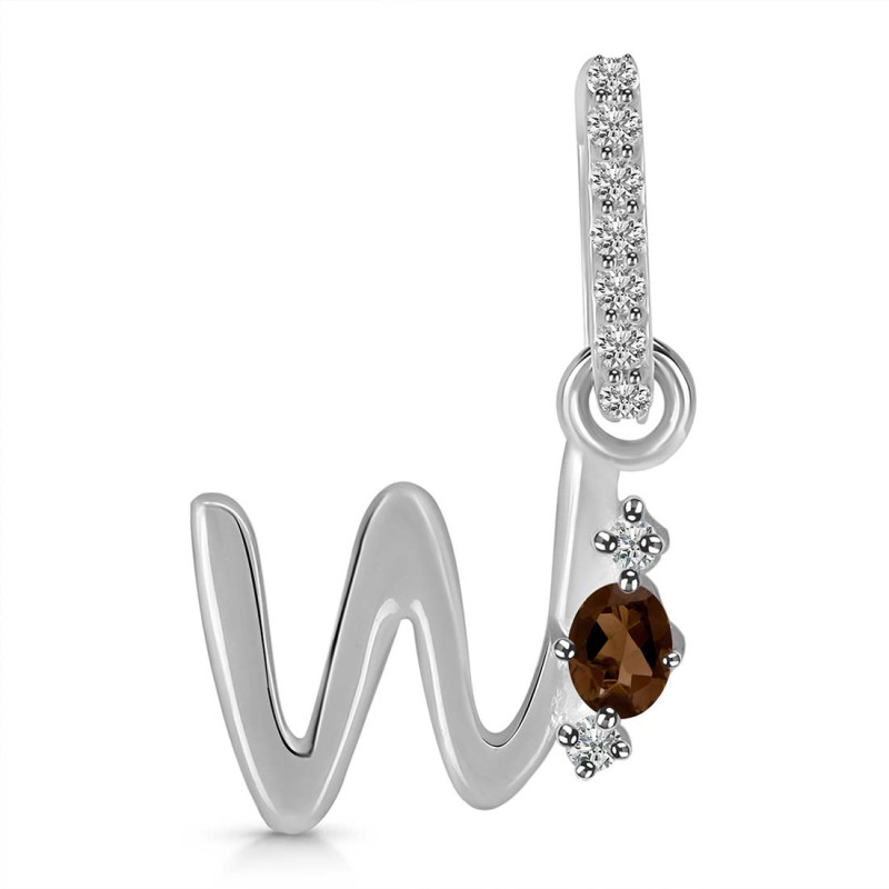 Smoky & White Topaz Alphabet W Pendant SMY-RDA-49.
