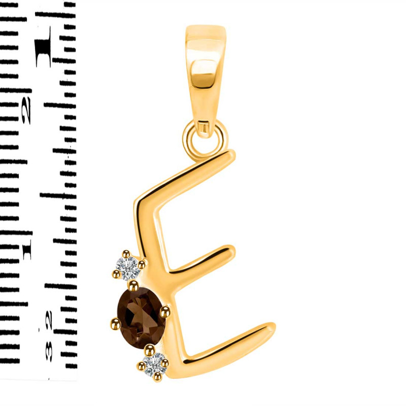 Smoky & White Topaz Alphabet E Pendant SMY-RDA-5.