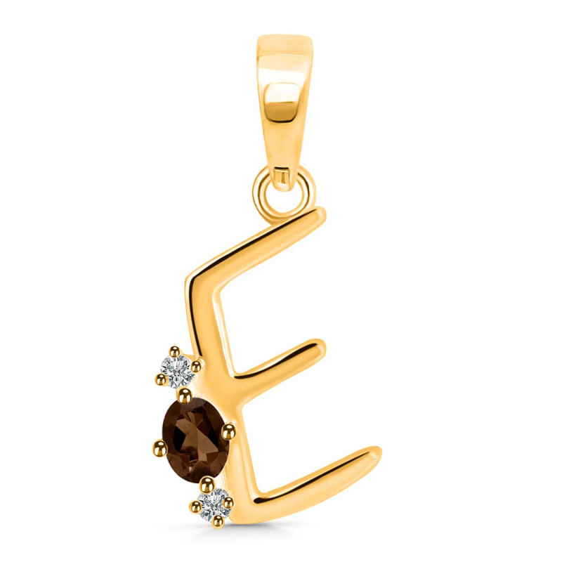 Smoky & White Topaz Alphabet E Pendant SMY-RDA-5.