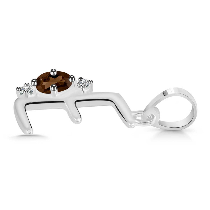 Smoky & White Topaz Alphabet E Pendant