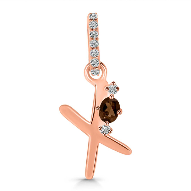 Smoky & White Topaz Alphabet X Pendant SMY-RDA-50.
