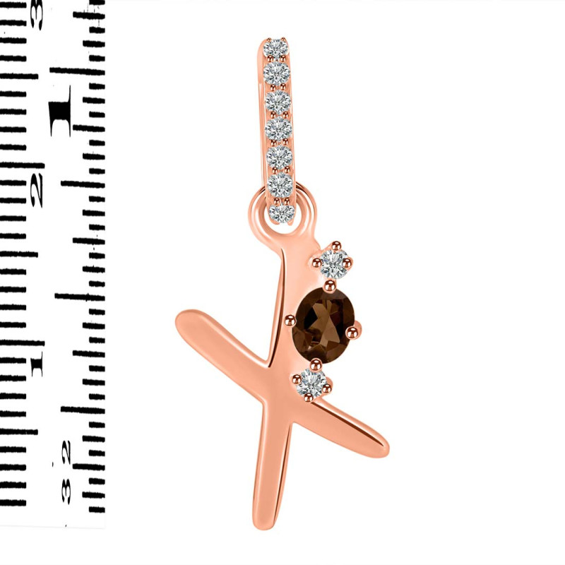 Smoky & White Topaz Alphabet X Pendant SMY-RDA-50.